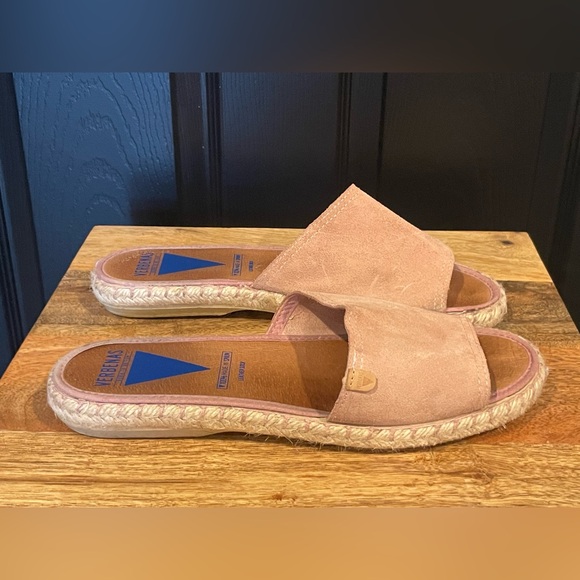 Verbenas pink suede slip on espadrille Sandals 41 - Picture 4 of 9